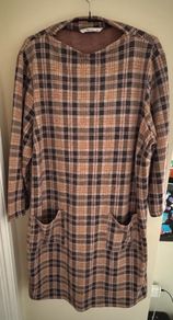 Tu Sainsburys Plaid 3/4 Sleeve Turtleneck Dress