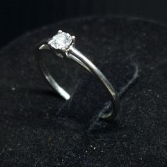 9ct White Gold Solitaire Ring | Hallmarked 375 | Size 49.5