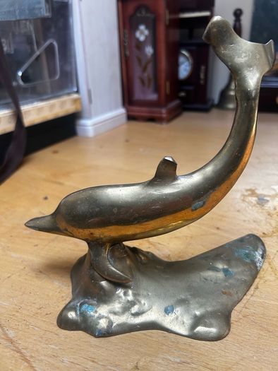 Vintage brass Dolphin Statue