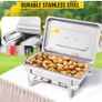 8 Pcs Chafing Dishes Buffet Stove Food Warmer 9L / 8 Quart Stainless Steel Foldable for Self-Service Restaurant Catering Parties Image 6