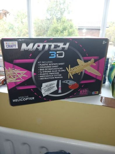 Matchstick Model Kit Build Apache Helicopter