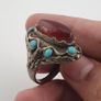 Antique Red Zirconia Ring  Rustic Brass Statement Jewellery Image 2