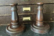 Pair of 5" Turned Oak Candlesticks