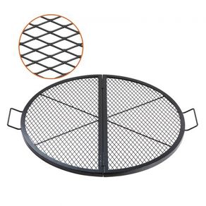 X-Marks Fire Pit Grill Grate, Foldable Round Cooking Grate, Heavy Duty Steel Campfire BBQ Grill