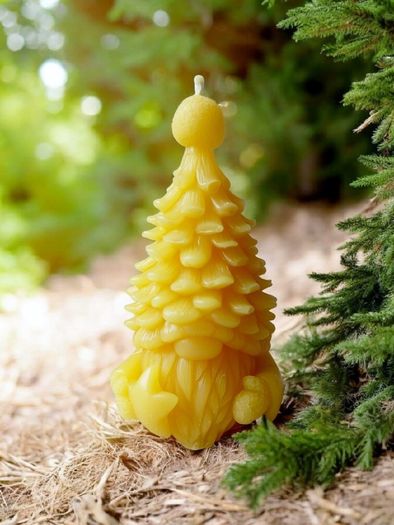 Beeswax Gnome candle | Gnome with Christmas tree hat | Non-toxic & Eco-Friendly | Natural Eco-Friendly Holiday Decor | Rustic Winter Gift