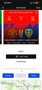 2 Man united vs Leeds tickets