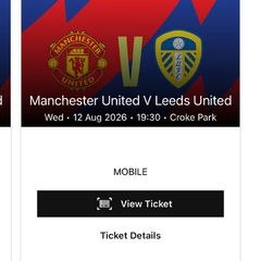 2 Man united vs Leeds tickets