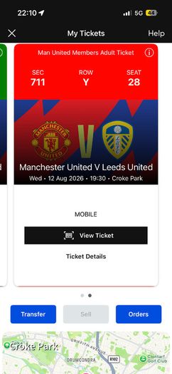 2 Man united vs Leeds tickets