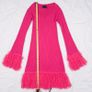 ASOS Hot Pink Fuchsia Ribbed Knit Mini Dress Feather Trim 10UK/38EU Image 9