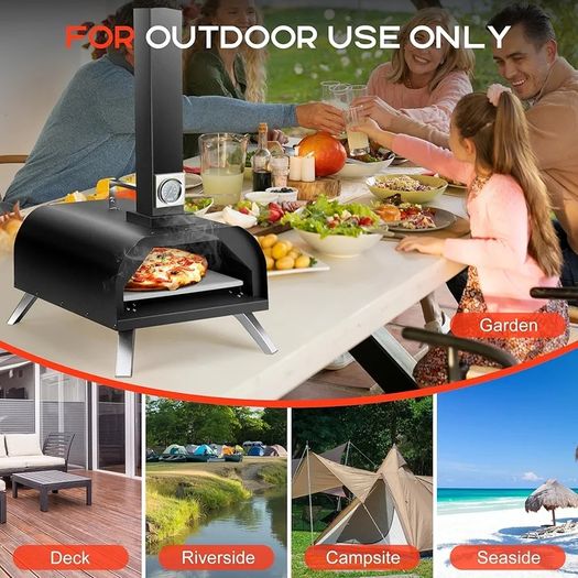 Foldable Outdoor Pizza Maker - 12" Stainless Steel Wood Pellets Oven