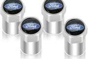 4 X SILVER Tyre Metal Valve Dust Caps Fits Ford ST Puma Fiesta Focus Ka Cougar