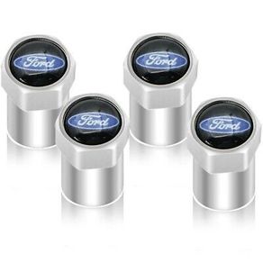4 X SILVER Tyre Metal Valve Dust Caps Fits Ford ST Puma Fiesta Focus Ka Cougar
