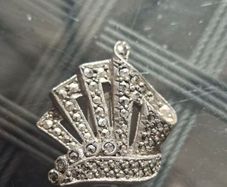 Antique Rhinestone & Silver Scarf Clip