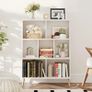7 Cube Bookshelf, 3 Tier Modern White Bookcase with Legs, 31 inch Wooden Book Shelf, Toy Storage Organizer, Floor Standing Display Cabinet Rack for Hoom Office, White Image 5