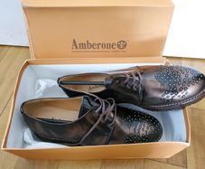 Amberone leather metal studded lace platform shoes NEW 5 5 UK