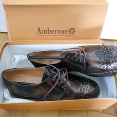 Amberone leather metal studded lace platform shoes NEW 5 5 UK