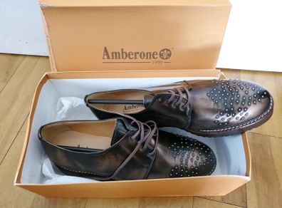 Amberone leather metal studded lace platform shoes NEW 5 5 UK
