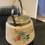 Bramley vintage ribbed biscuit barrel with  silver plated lid . Image 4