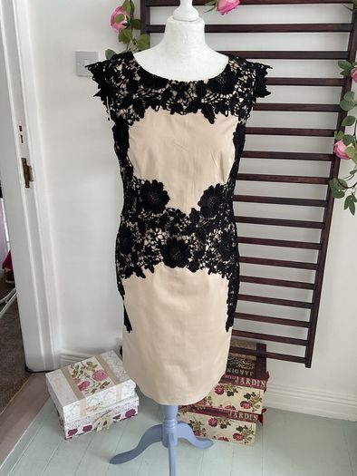 dress occasion brand comma size 12 beige with black lace