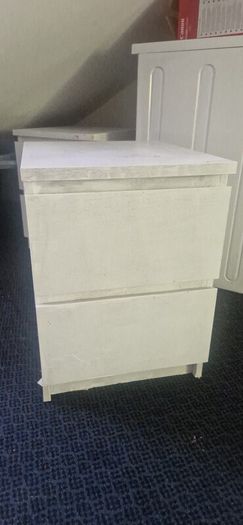 Malm - painted chest of drawers and 2 bedside lockers