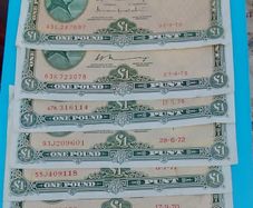 Irish 1970's 6 X Lavery One pound banknotes in Fine condition