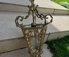 Heavy brass chandelier and garden lantern antique style