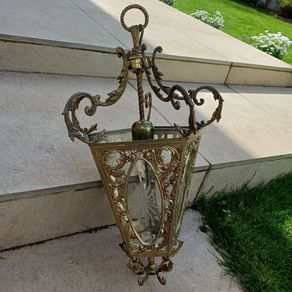Heavy brass chandelier and garden lantern antique style