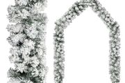 Christmas Garland with Flocked Snow Green 20 m PVC