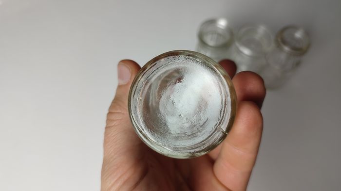 319 - Set of 4 Vintage Clear Glass Collectible Decorative Meat Paste Jars