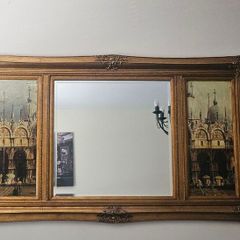 Vintage 3-Panel Gold Mirror