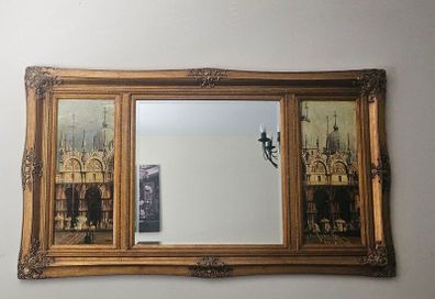 Vintage 3-Panel Gold Mirror