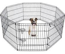 8 Panel Playpen Suitable for Dogs Puppies Cats & Rabbits Foldable Ideal for Indoor/Outdoor use Puppy Play Pen (Small, 8 Panel Light/Lge Door/Black