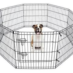 8 Panel Playpen Suitable for Dogs Puppies Cats & Rabbits Foldable Ideal for Indoor/Outdoor use Puppy Play Pen (Small, 8 Panel Light/Lge Door/Black