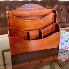 Vintage Libra Cambridge Wooden Mail Letter Rack Desk Tidy Organiser Holder