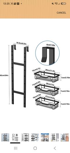 3 tier black over door Shower Caddy Organiser