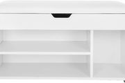 Shoe bench with seat cushion, 3 compartments chest, bench for shoe storage with seat, 2 steps, hall furniture, white maximum load capacity 150 kg