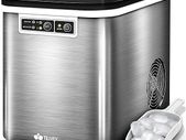 Ice Cube Machine Stainless Steel 12 kg - 24 h Ice Cube Maker 2.2 Litre Water Tank Ice Maker LED Display & Self-Cleaning Function 2 Ice Cube Sizes (Silver)