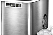 Ice Cube Machine Stainless Steel 12 kg - 24 h Ice Cube Maker 2.2 Litre Water Tank Ice Maker LED Display &amp; Self-Cleaning Function 2 Ice Cube Sizes (Silver)