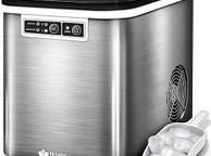 main image for ad Ice Cube Machine Stainless Steel 12 kg - 24 h Ice Cube Maker 2.2 Litre Water Tank Ice Maker LED Display &amp; Self-Cleaning Function 2 Ice Cube Sizes (Silver)