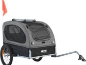 Dog Bike Trailer, Supports up to 88 lbs, Pet Cart Bicycle Carrier, Easy Folding Frame with Quick Release Wheels, Universal Bicycle Coupler, Reflectors, Flag, Collapsible to Store, Black/Gray