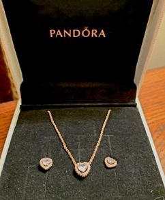 Pandora Rose Gold Elevated Heart Collier Necklace Brand New