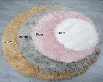 MULTIPLE SIZES AVAILABLE Round Shaggy Rugs Fluffy Fur Area Rug Round Carpet Bedroom Living Room Floor Mat, Camel/Diam 20 inch