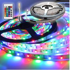 5M Lamp Light Strip Kitchen SMD 3528 300 LED RGB Colourful 24 key Remote IR Controller DJ Stage Music Disco Lights