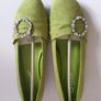 Solada Moda Ladies Green Suede Shoes New With Box Size UK3 Jewel Detail Low Heel CAN POST Image 10