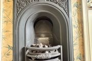 Ornate Cast Iron Fireplace and Black Granite Hearth and Nu Flame Gas Fire