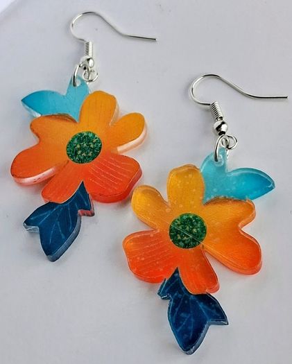 Vibrant California poppy Acrylic Earrings
