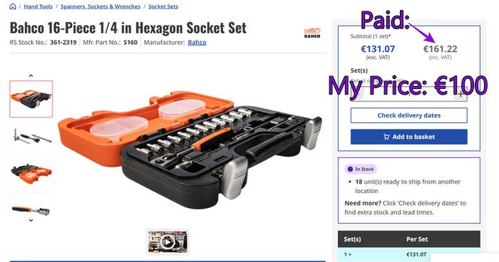 Bahco ratcheting set + gift: Allen keys
