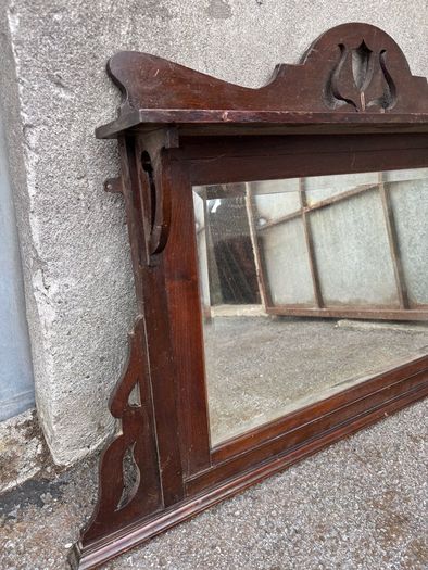 Wooden over mantel mirror