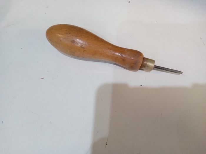 vintage tool Awl with brass collar