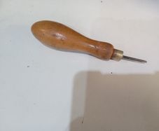 vintage tool Awl with brass collar